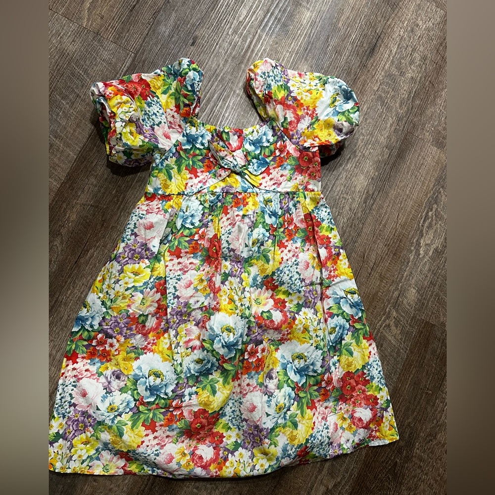 Zara Girls Floral Puff Sleeve Dress
